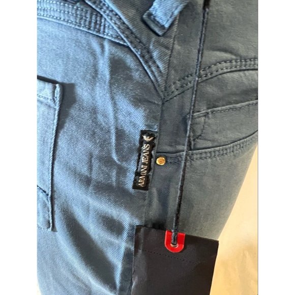 $215 NWT Authentic Armani Jeans Pants Stretch Skinny Leg Low Rise Blue Size 30 - Picture 8 of 9